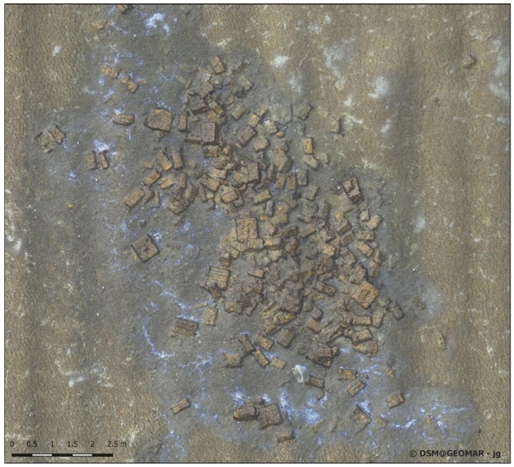  Picture of munitions boxes on the seafloor