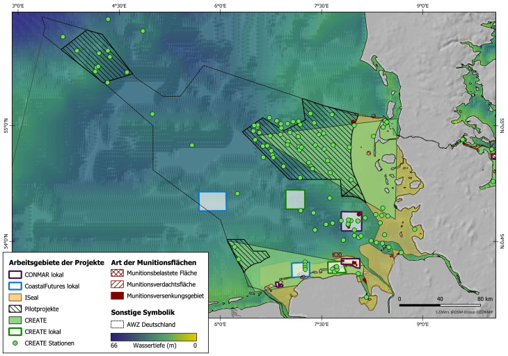 Map of project areas in the North Sea