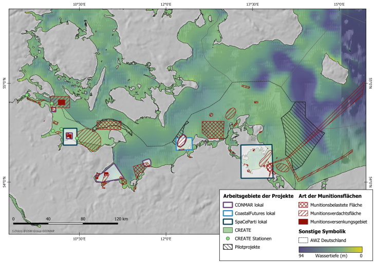 Map of project areas in the Baltic Sea